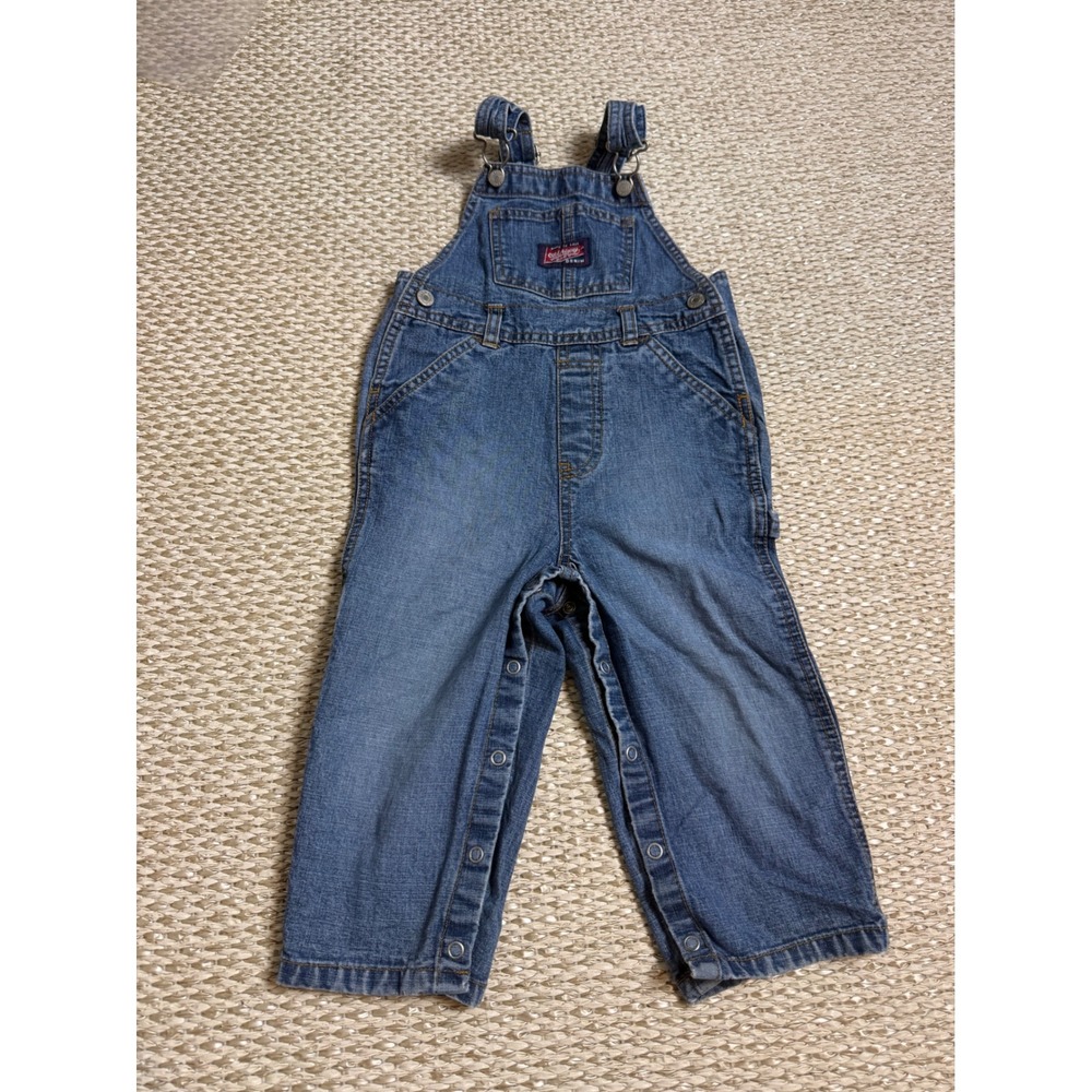 Vintage Y2K Old Navy Baby Denim Overalls Blue Jean Carpenter Bib Snaps 2T 90's